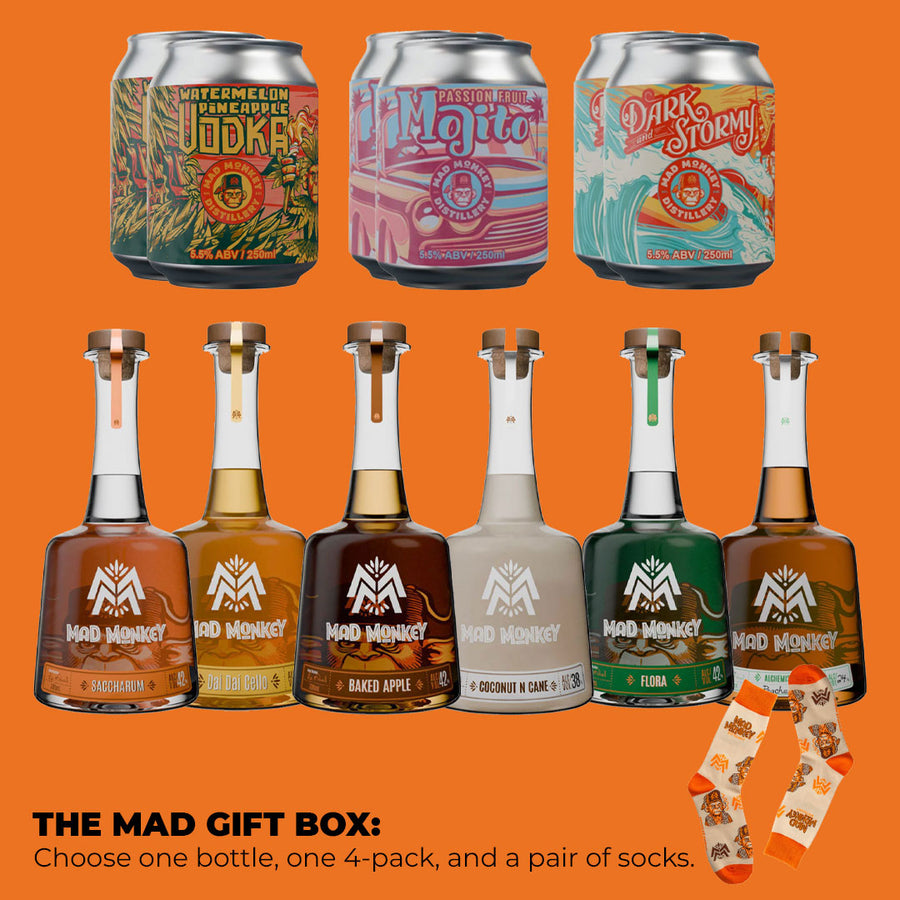 The Mad Gift Box – $99 (Bottle + Cans + Socks)